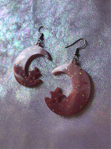 Strawberry Milkshake Moon Earrings