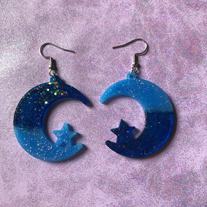 Ocean Eyes Moon Earrings