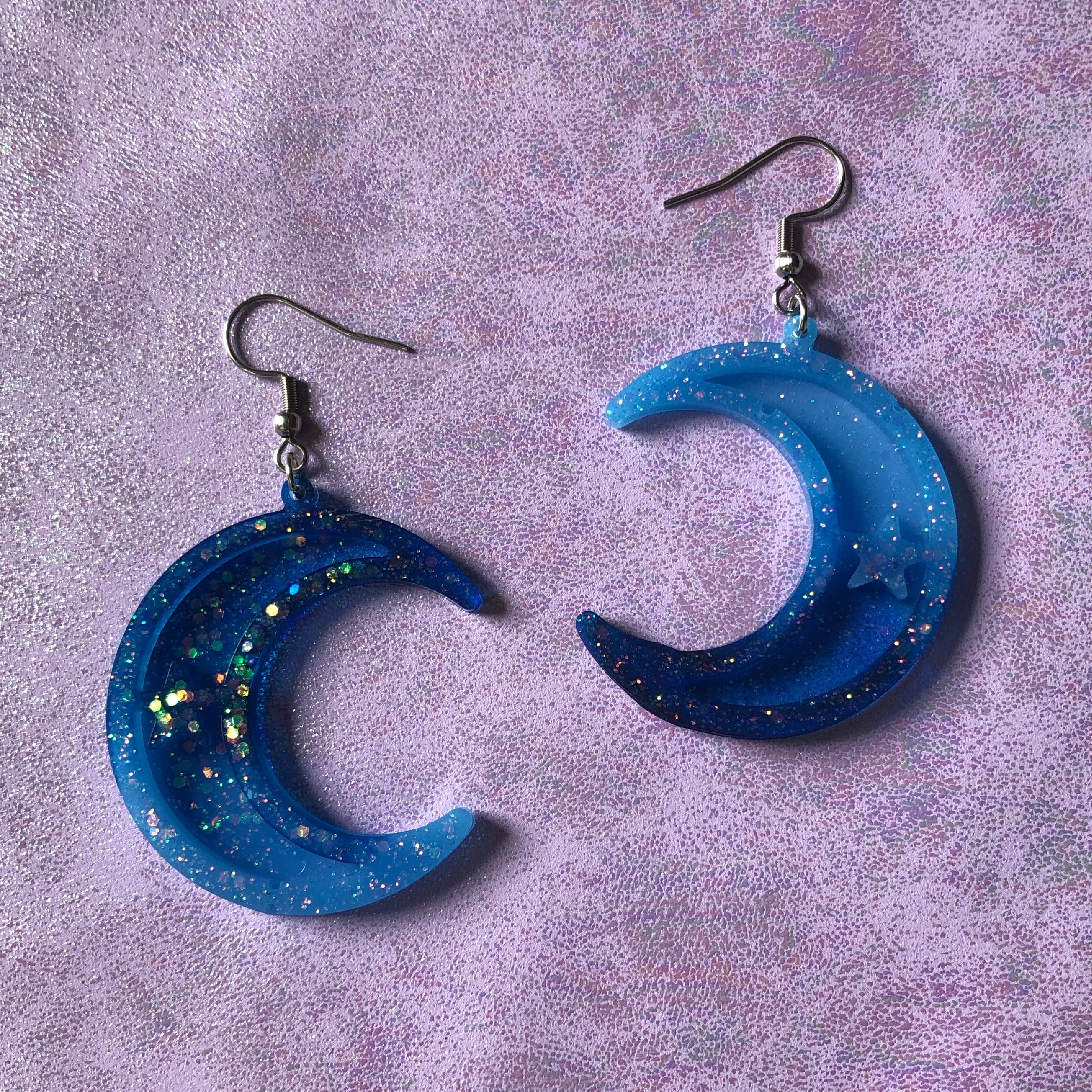 Ocean Eyes Moon Earrings #2