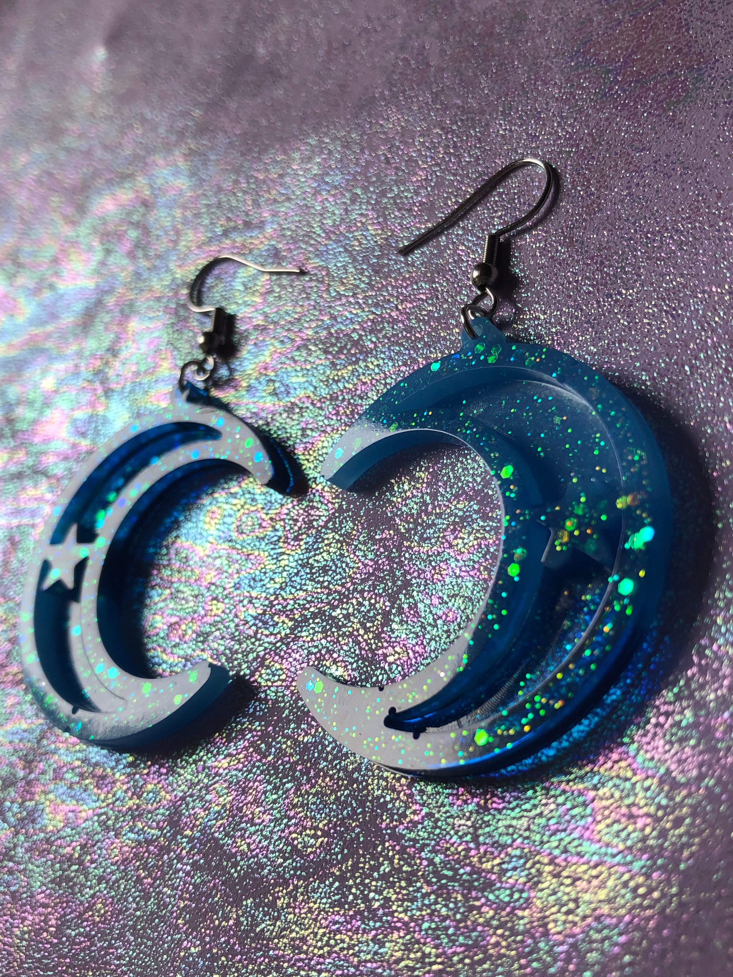 Ocean Eyes Moon Earrings #2