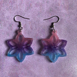Handmade Resin Galaxy Flower Earrings