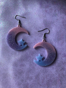 Cotton Candy Moon Earrings