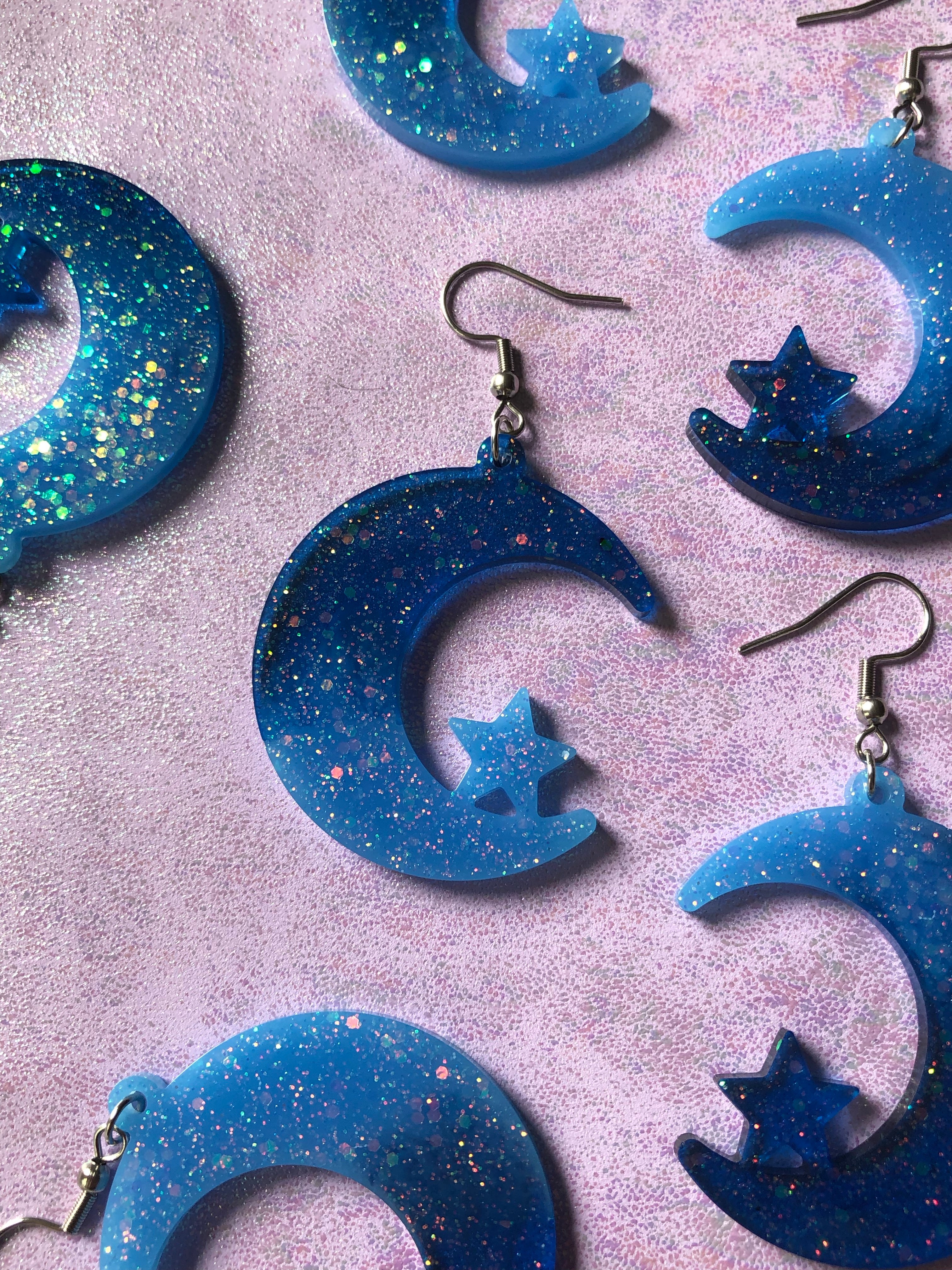 Ocean Eyes Moon Earrings