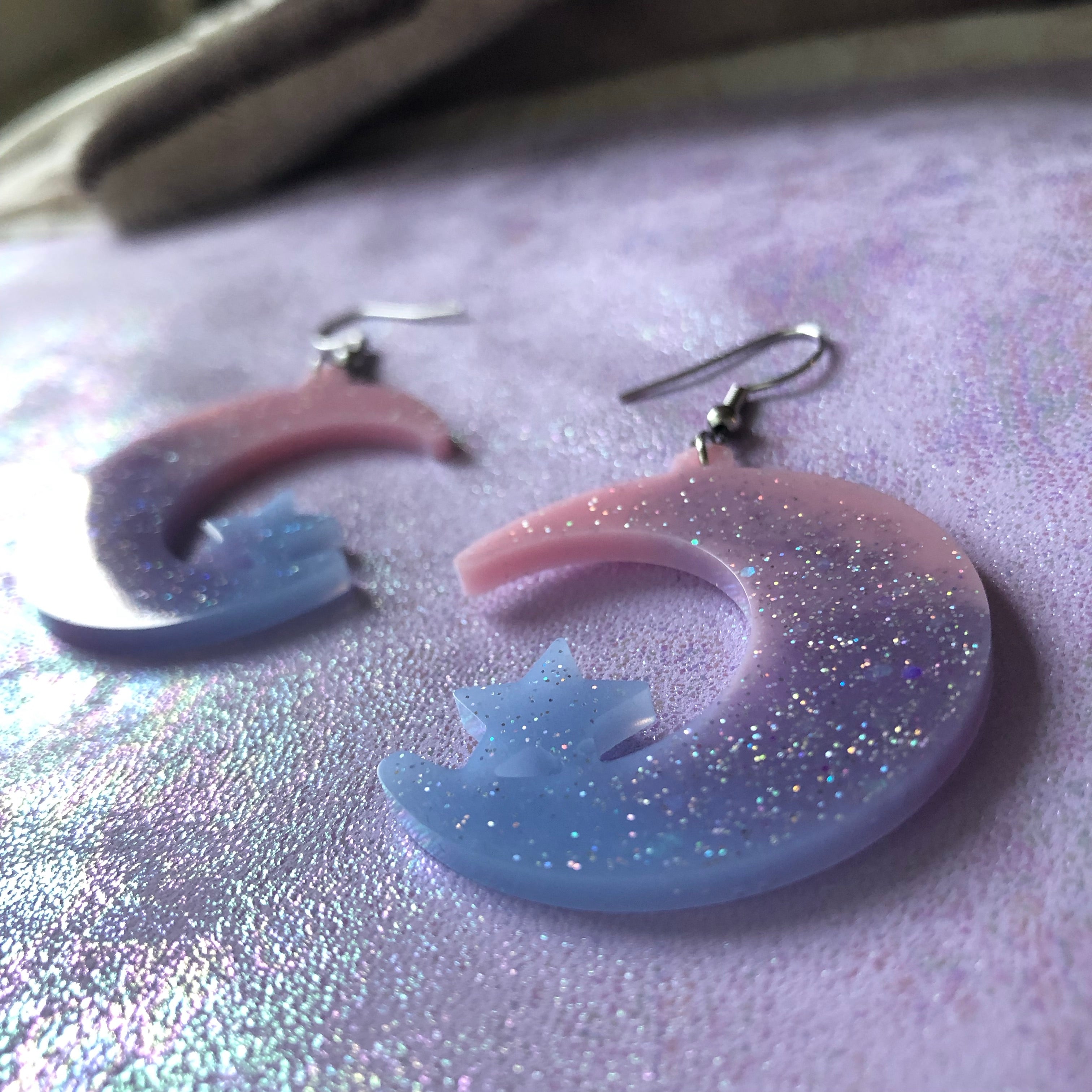 Cotton Candy Moon Earrings
