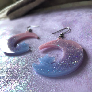 Cotton Candy Moon Earrings
