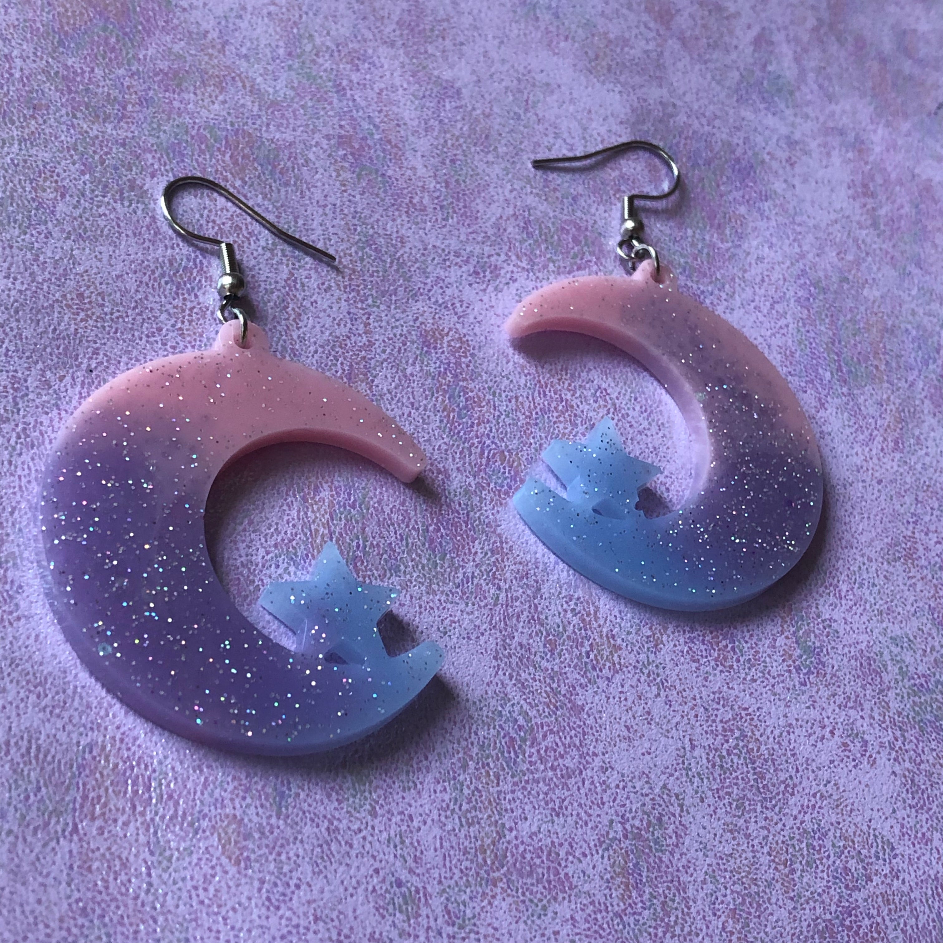 Cotton Candy Moon Earrings