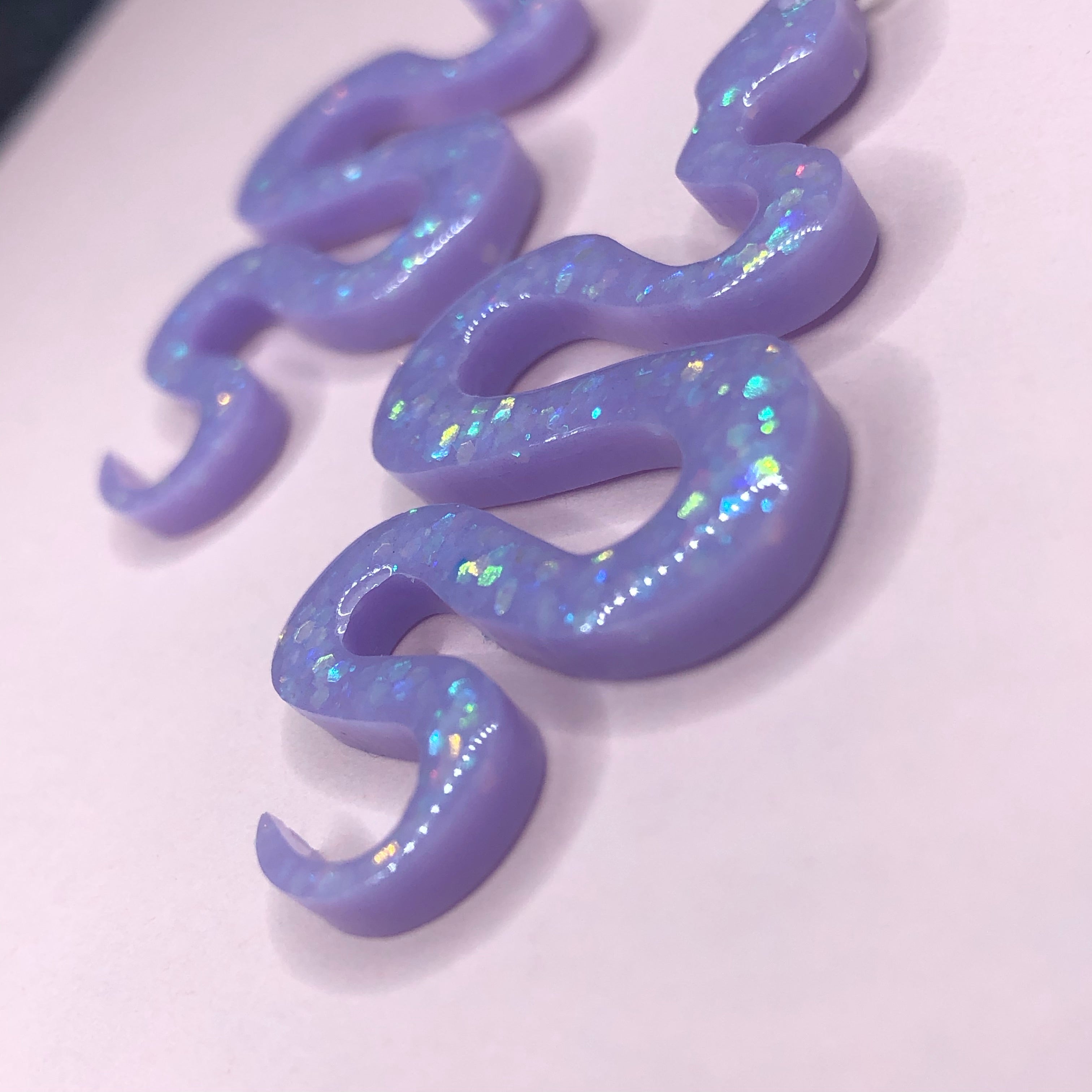Lilac Snake Resin Earrings