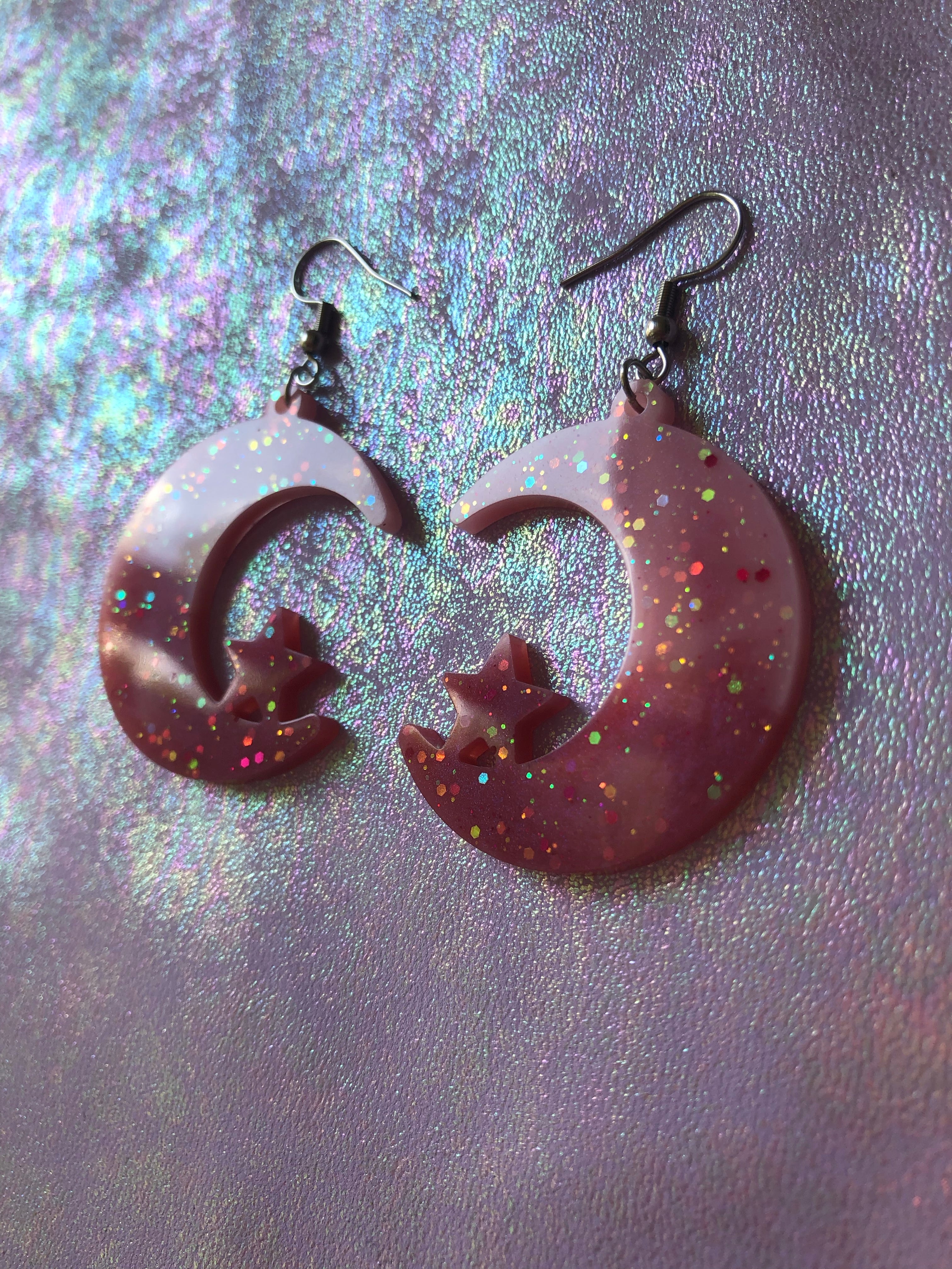 Strawberry Milkshake Moon Earrings