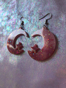 Strawberry Milkshake Moon Earrings