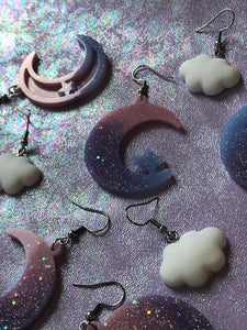 Cotton Candy Moon Earrings