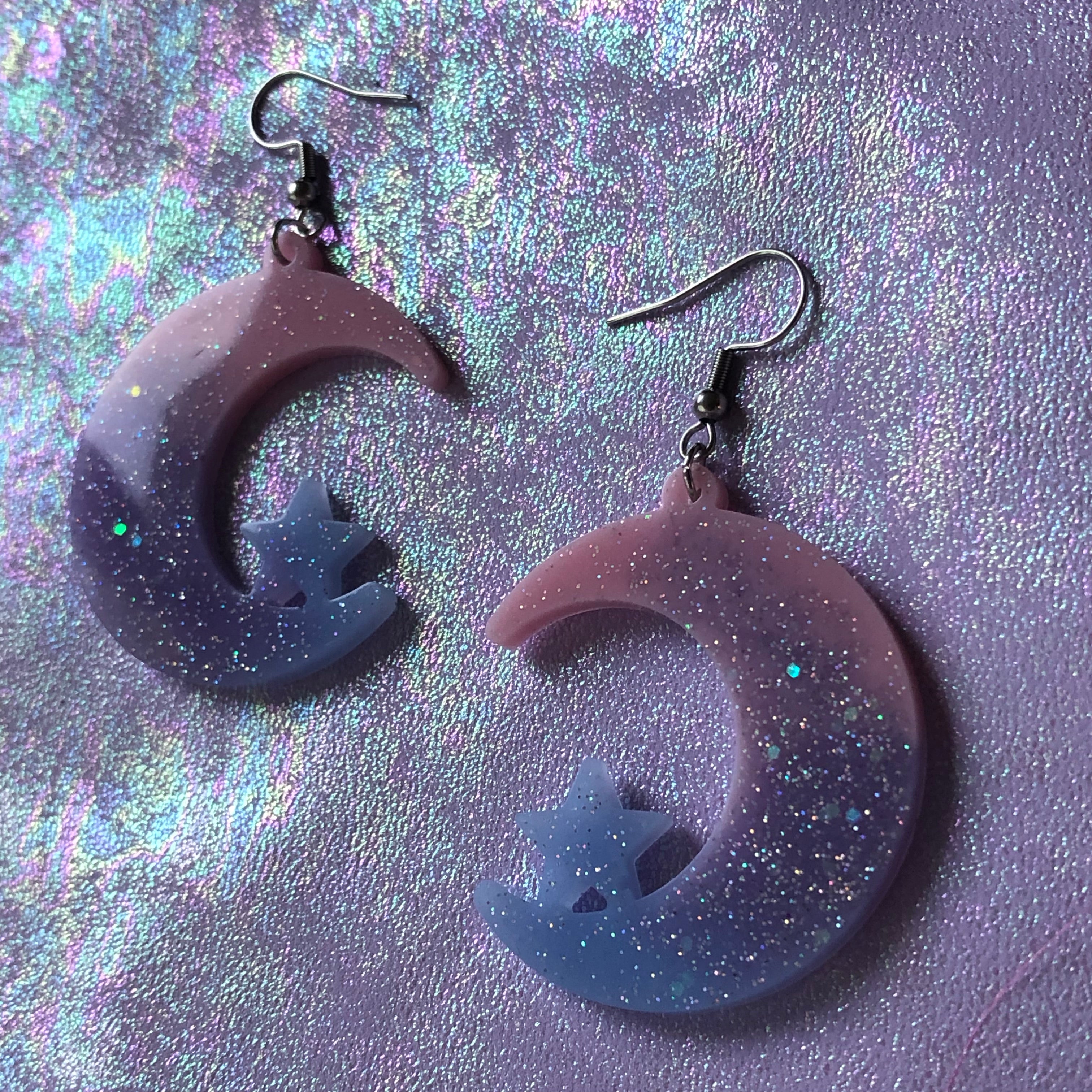 Cotton Candy Moon Earrings