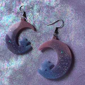 Cotton Candy Moon Earrings