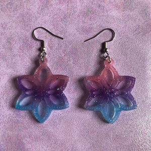 Handmade Resin Galaxy Flower Earrings